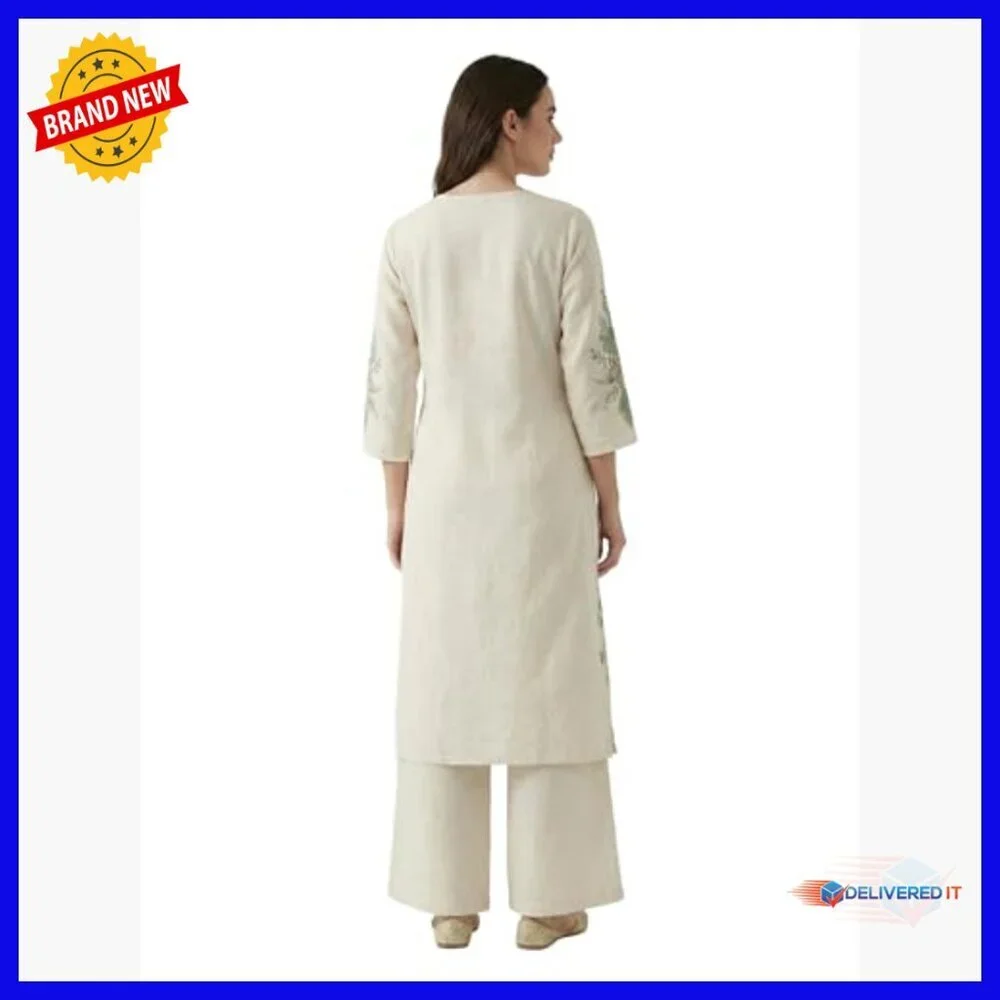 Large Cotton Kurta Pants Set 2-Piece Ethnic Formal Wear Embroidered